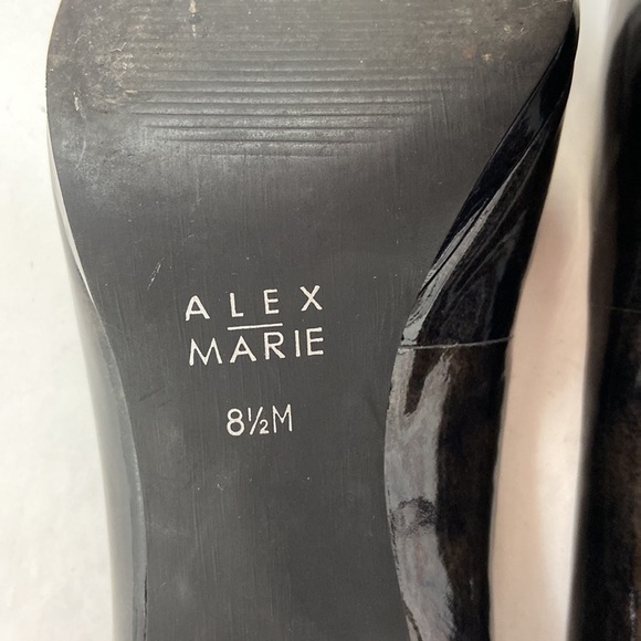 Alex Marie Cashmere Pansy Grey Patent Leather Stiletto Peep Toe Heel Pumps - Picture 8 of 16